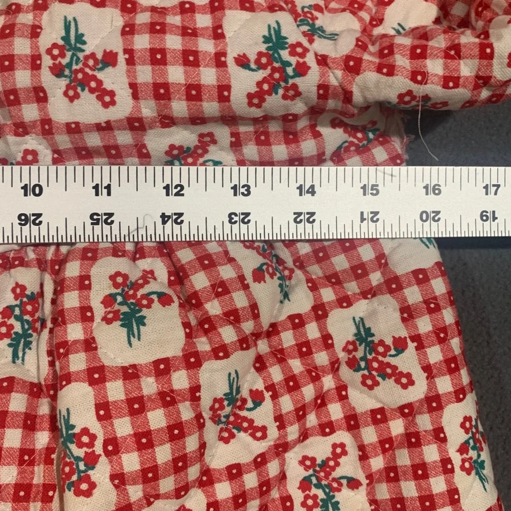 Atkins Quilted Robe Kids Size 10 Red Gingham Floral Vintage Lace Trim Pajamas